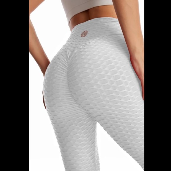 High-Waisted Textured Leggings - White - Picture 4 of 8